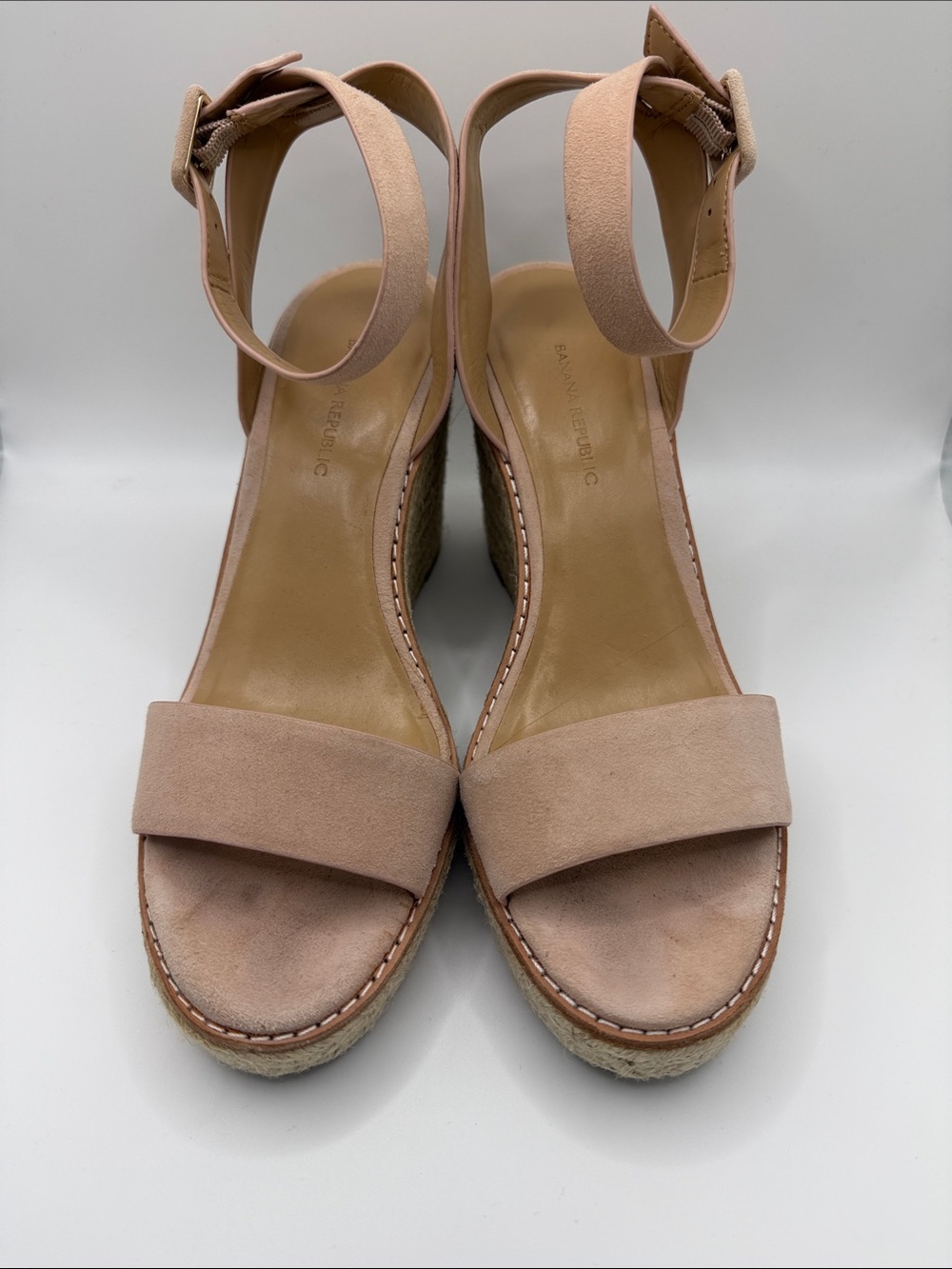 Banana Republic Nude Blush Espadrille Wedge Sandals